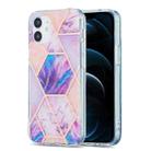 For iPhone 12 Pro Max 3D Electroplating Marble Pattern TPU Protective Case(Pink Purple) - 1