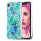 For iPhone XR 3D Electroplating Marble Pattern TPU Protective Case(Green Blue) - 1