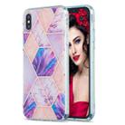 For iPhone XS Max 3D Electroplating Marble Pattern TPU Protective Case(Pink Purple) - 1