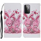 For Samsung Galaxy A72 5G / 4G Coloured Drawing Pattern Horizontal Flip PU Leather Case with Holder & Card Slots & Wallet & Lanyard(Cute Rabbit) - 1