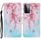 For Samsung Galaxy A72 5G / 4G Coloured Drawing Pattern Horizontal Flip PU Leather Case with Holder & Card Slots & Wallet & Lanyard(Cherry Blossoms) - 1