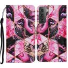 For Samsung Galaxy S21 5G Coloured Drawing Pattern Horizontal Flip PU Leather Case with Holder & Card Slots & Wallet & Lanyard(Purple Marble) - 1