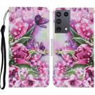 For Samsung Galaxy S21 Ultra 5G Coloured Drawing Pattern Horizontal Flip PU Leather Case with Holder & Card Slots & Wallet & Lanyard(Rose Butterfly) - 1