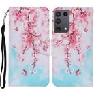 For Samsung Galaxy S21 Ultra 5G Coloured Drawing Pattern Horizontal Flip PU Leather Case with Holder & Card Slots & Wallet & Lanyard(Cherry Blossoms) - 1