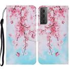 For Samsung Galaxy S21+ 5G Coloured Drawing Pattern Horizontal Flip PU Leather Case with Holder & Card Slots & Wallet & Lanyard(Cherry Blossoms) - 1