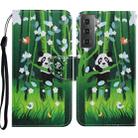 For Samsung Galaxy S21+ 5G Coloured Drawing Pattern Horizontal Flip PU Leather Case with Holder & Card Slots & Wallet & Lanyard(Panda) - 1