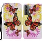 For Samsung Galaxy S21+ 5G Coloured Drawing Pattern Horizontal Flip PU Leather Case with Holder & Card Slots & Wallet & Lanyard(Chrysanthemum Butterfly) - 1