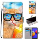 For Samsung Galaxy A01 Core Coloured Drawing Cross Texture Horizontal Flip PU Leather Case with Holder & Card Slots & Wallet & Lanyard(Cat Drinking Soda) - 1