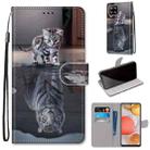 For Samsung Galaxy A42 5G Coloured Drawing Cross Texture Horizontal Flip PU Leather Case with Holder & Card Slots & Wallet & Lanyard(Cat Becomes Tiger) - 1