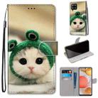 For Samsung Galaxy A42 5G Coloured Drawing Cross Texture Horizontal Flip PU Leather Case with Holder & Card Slots & Wallet & Lanyard(Frog Kitten) - 1