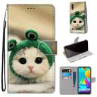 For Samsung Galaxy M01 Coloured Drawing Cross Texture Horizontal Flip PU Leather Case with Holder & Card Slots & Wallet & Lanyard(Frog Kitten) - 1