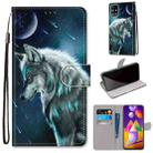 For Samsung Galaxy M31s Coloured Drawing Cross Texture Horizontal Flip PU Leather Case with Holder & Card Slots & Wallet & Lanyard(Pensive Wolf) - 1