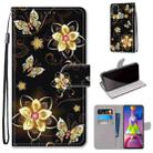 For Samsung Galaxy M51 Coloured Drawing Cross Texture Horizontal Flip PU Leather Case with Holder & Card Slots & Wallet & Lanyard(Gold Diamond Butterfly) - 1