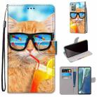 For Samsung Galaxy Note 20 Coloured Drawing Cross Texture Horizontal Flip PU Leather Case with Holder & Card Slots & Wallet & Lanyard(Cat Drinking Soda) - 1