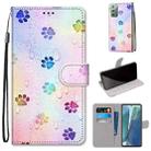 For Samsung Galaxy Note 20 Coloured Drawing Cross Texture Horizontal Flip PU Leather Case with Holder & Card Slots & Wallet & Lanyard(Footprint Water Drops) - 1