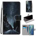 For Samsung Galaxy Note 20 Coloured Drawing Cross Texture Horizontal Flip PU Leather Case with Holder & Card Slots & Wallet & Lanyard(Mountain Road Starry Sky) - 1