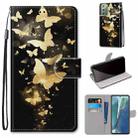 For Samsung Galaxy Note 20 Coloured Drawing Cross Texture Horizontal Flip PU Leather Case with Holder & Card Slots & Wallet & Lanyard(Golden Butterfly Group) - 1