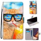 For Samsung Galaxy Note 20 Ultra Coloured Drawing Cross Texture Horizontal Flip PU Leather Case with Holder & Card Slots & Wallet & Lanyard(Cat Drinking Soda) - 1