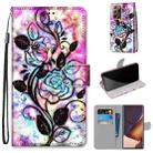 For Samsung Galaxy Note 20 Ultra Coloured Drawing Cross Texture Horizontal Flip PU Leather Case with Holder & Card Slots & Wallet & Lanyard(Color Bottom Hollow Flower) - 1