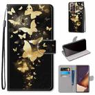 For Samsung Galaxy Note 20 Ultra Coloured Drawing Cross Texture Horizontal Flip PU Leather Case with Holder & Card Slots & Wallet & Lanyard(Golden Butterfly Group) - 1