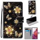 For Samsung Galaxy S20 FE 5G Coloured Drawing Cross Texture Horizontal Flip PU Leather Case with Holder & Card Slots & Wallet & Lanyard(Gold Diamond Butterfly) - 1