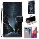 For Samsung Galaxy S20 FE 5G Coloured Drawing Cross Texture Horizontal Flip PU Leather Case with Holder & Card Slots & Wallet & Lanyard(Mountain Road Starry Sky) - 1