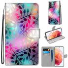 For Samsung Galaxy S21 5G Coloured Drawing Cross Texture Horizontal Flip PU Leather Case with Holder & Card Slots & Wallet & Lanyard(Translucent Glass) - 1