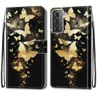 For Samsung Galaxy S21 5G Coloured Drawing Cross Texture Horizontal Flip PU Leather Case with Holder & Card Slots & Wallet & Lanyard(Golden Butterfly Group) - 2