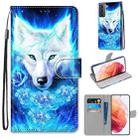 For Samsung Galaxy S21 5G Coloured Drawing Cross Texture Horizontal Flip PU Leather Case with Holder & Card Slots & Wallet & Lanyard(Dick Rose Wolf) - 1