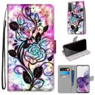 For Samsung Galaxy S21+ 5G Coloured Drawing Cross Texture Horizontal Flip PU Leather Case with Holder & Card Slots & Wallet & Lanyard(Color Bottom Hollow Flower) - 1