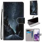 For Samsung Galaxy S21+ 5G Coloured Drawing Cross Texture Horizontal Flip PU Leather Case with Holder & Card Slots & Wallet & Lanyard(Mountain Road Starry Sky) - 1