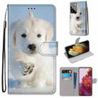 For Samsung Galaxy S21 Ultra 5G Coloured Drawing Cross Texture Horizontal Flip PU Leather Case with Holder & Card Slots & Wallet & Lanyard(Snow Puppy) - 1