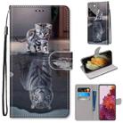 For Samsung Galaxy S21 Ultra 5G Coloured Drawing Cross Texture Horizontal Flip PU Leather Case with Holder & Card Slots & Wallet & Lanyard(Cat Becomes Tiger) - 1