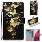 For Samsung Galaxy S21 Ultra 5G Coloured Drawing Cross Texture Horizontal Flip PU Leather Case with Holder & Card Slots & Wallet & Lanyard(Golden Butterfly Group) - 1
