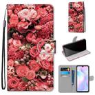 For Xiaomi Redmi 9A Coloured Drawing Cross Texture Horizontal Flip PU Leather Case with Holder & Card Slots & Wallet & Lanyard(Pink Rose Garden) - 1