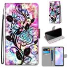 For Xiaomi Redmi 9A Coloured Drawing Cross Texture Horizontal Flip PU Leather Case with Holder & Card Slots & Wallet & Lanyard(Color Bottom Hollow Flower) - 1