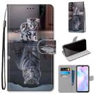 For Xiaomi Redmi 9A Coloured Drawing Cross Texture Horizontal Flip PU Leather Case with Holder & Card Slots & Wallet & Lanyard(Cat Becomes Tiger) - 1
