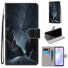 For Xiaomi Redmi 9A Coloured Drawing Cross Texture Horizontal Flip PU Leather Case with Holder & Card Slots & Wallet & Lanyard(Mountain Road Starry Sky) - 1