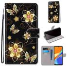 For Xiaomi Redmi 9C Coloured Drawing Cross Texture Horizontal Flip PU Leather Case with Holder & Card Slots & Wallet & Lanyard(Gold Diamond Butterfly) - 1