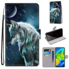For Xiaomi Redmi 10X 4G / Note 9 Coloured Drawing Cross Texture Horizontal Flip PU Leather Case with Holder & Card Slots & Wallet & Lanyard(Pensive Wolf) - 1