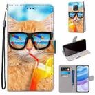 For Xiaomi Redmi 10X 5G / 10X Pro 5G Coloured Drawing Cross Texture Horizontal Flip PU Leather Case with Holder & Card Slots & Wallet & Lanyard(Cat Drinking Soda) - 1