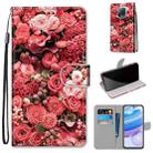 For Xiaomi Redmi 10X 5G / 10X Pro 5G Coloured Drawing Cross Texture Horizontal Flip PU Leather Case with Holder & Card Slots & Wallet & Lanyard(Pink Rose Garden) - 1