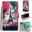 For Xiaomi Mi 10T 5G / 10T Pro 5G / Redmi K30s Coloured Drawing Cross Texture Horizontal Flip PU Leather Case with Holder & Card Slots & Wallet & Lanyard(Pink Flower Tower Bridge) - 1