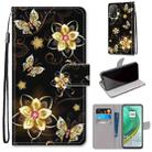 For Xiaomi Mi 10T 5G / 10T Pro 5G / Redmi K30s Coloured Drawing Cross Texture Horizontal Flip PU Leather Case with Holder & Card Slots & Wallet & Lanyard(Gold Diamond Butterfly) - 1