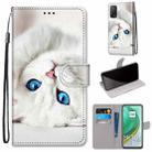For Xiaomi Mi 10T 5G / 10T Pro 5G / Redmi K30s Coloured Drawing Cross Texture Horizontal Flip PU Leather Case with Holder & Card Slots & Wallet & Lanyard(White Kitten) - 1