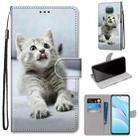 For Xiaomi Mi 10T Lite 5G Coloured Drawing Cross Texture Horizontal Flip PU Leather Case with Holder & Card Slots & Wallet & Lanyard(Small Gray Cat) - 1