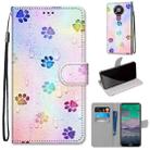 For Nokia 3.4 Coloured Drawing Cross Texture Horizontal Flip PU Leather Case with Holder & Card Slots & Wallet & Lanyard(Footprint Water Drops) - 1