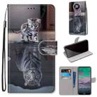 For Nokia 3.4 Coloured Drawing Cross Texture Horizontal Flip PU Leather Case with Holder & Card Slots & Wallet & Lanyard(Cat Becomes Tiger) - 1