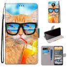 For Nokia 5.3 Coloured Drawing Cross Texture Horizontal Flip PU Leather Case with Holder & Card Slots & Wallet & Lanyard(Cat Drinking Soda) - 1