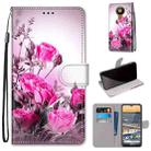 For Nokia 5.3 Coloured Drawing Cross Texture Horizontal Flip PU Leather Case with Holder & Card Slots & Wallet & Lanyard(Wild Rose) - 1